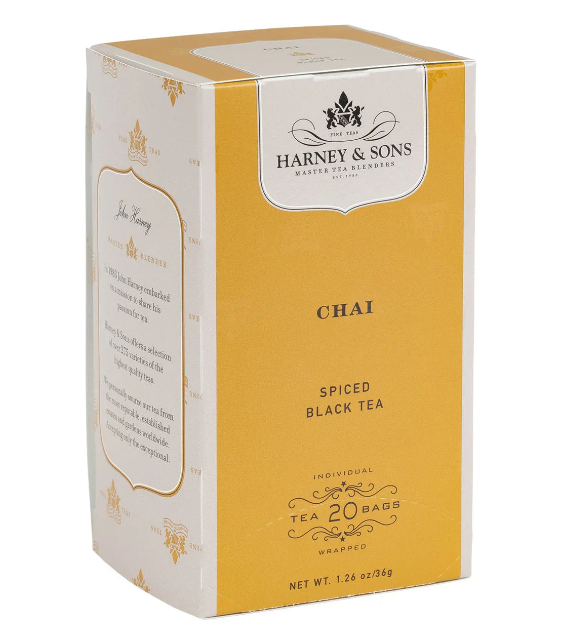 Harney & Sons Chai spiced black tea box with 20 individual tea bags