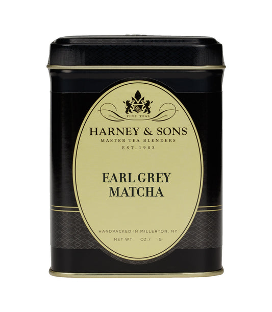 Harney & Sons Earl Grey Matcha tea canister on a white background - blinks emporium