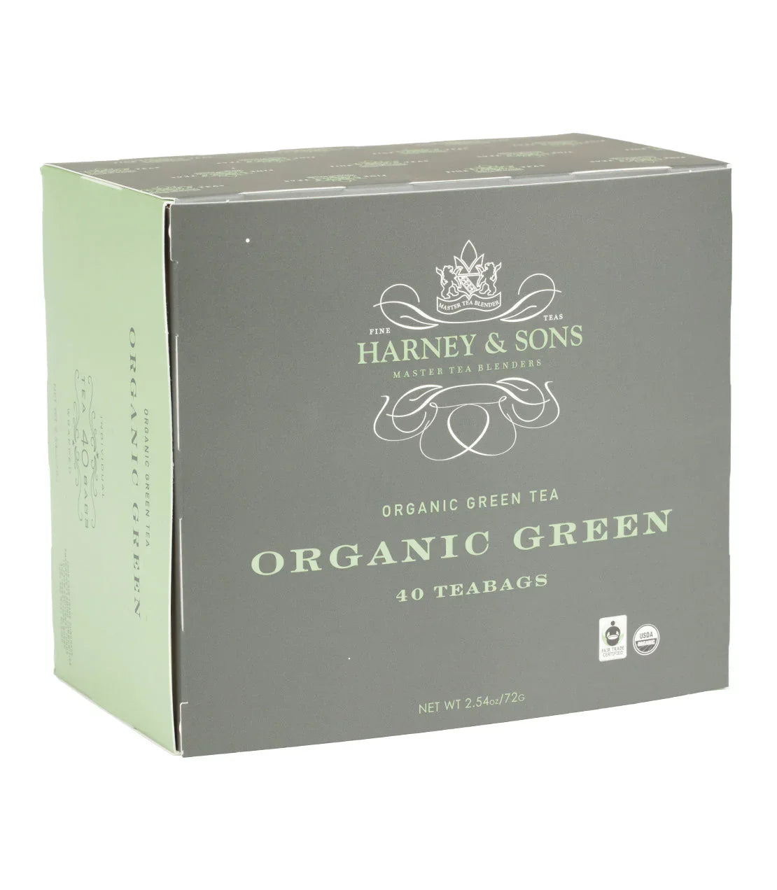 Harney & Sons Organic Green Tea 40 teabags box, gray and green packaging