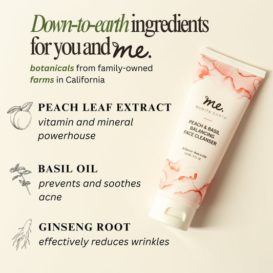 Peach & Basil Balancing Face Cleanser - Blinks Emporium