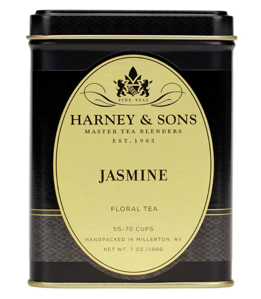 Harney & Sons Jasmine floral tea black tin, 7 oz loose leaf, yellow label, premium tea blend