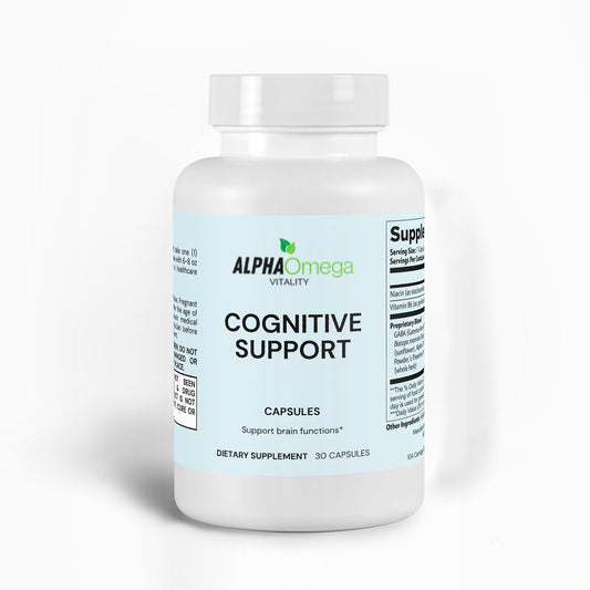 AlphaOmega Cognitive Support nootropics capsules bottle for focus and brain health