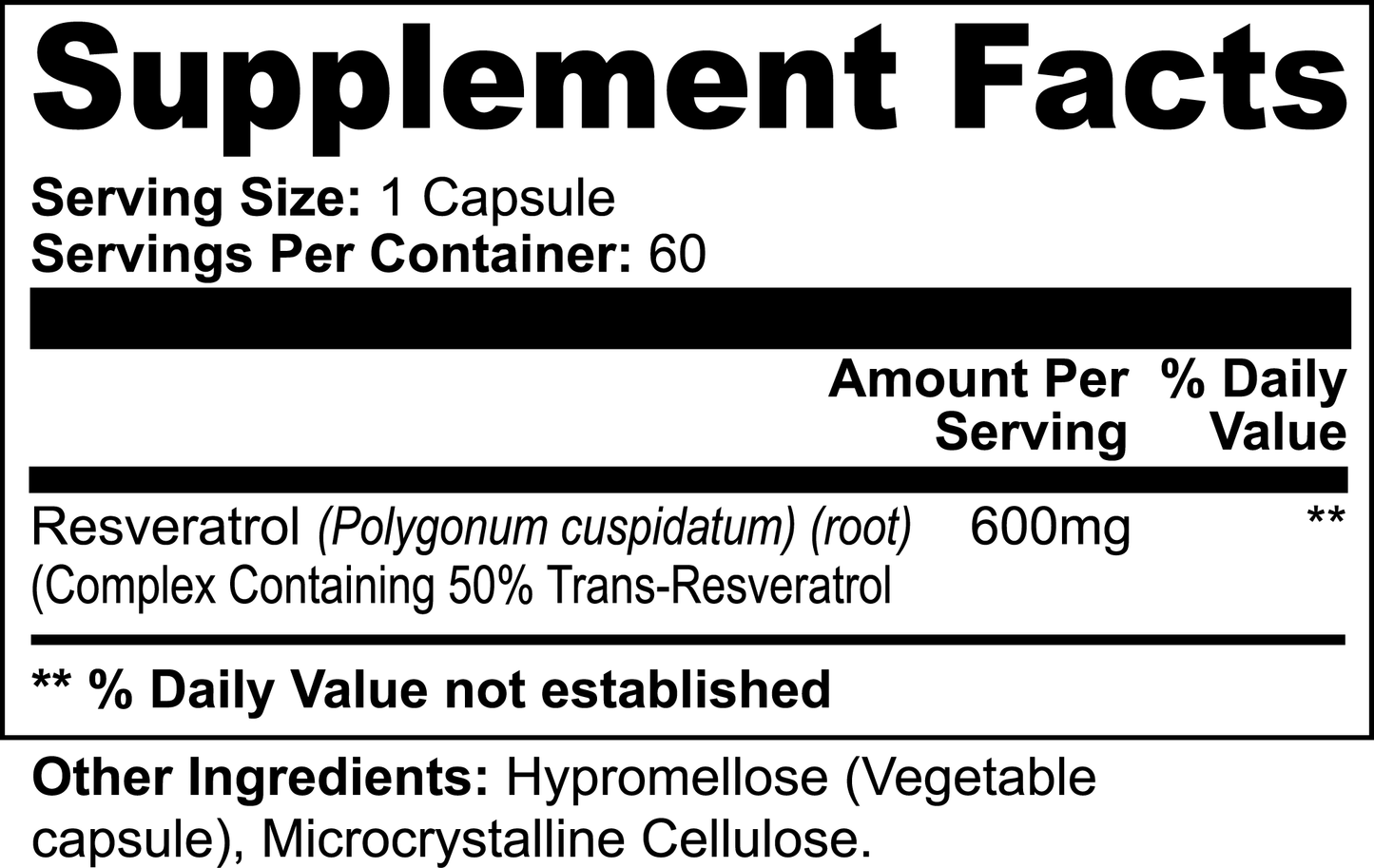 Resveratrol Supplement 600mg Capsules