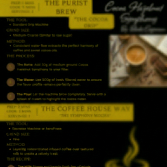 Cocoa Hazelnut Symphony digital barista guide and coffee recipe card - blinks emporium