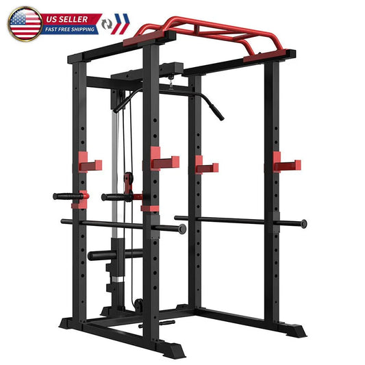1000Lbs Capacity Multi-functional Power Cage, Home Adjustable Pullup Squat Rack Comprehensive Fitness power Rack - Blinks Emporium