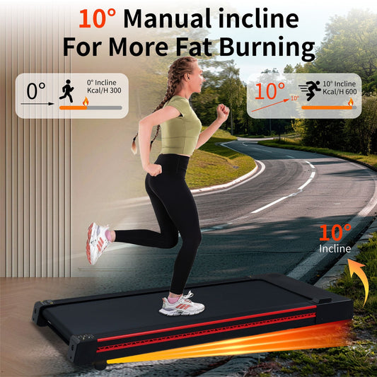 Walking Pad Treadmill with 10Β° Incline, Remote Control 3HP Portable Compact Treadmills for Home Office, Treadmill 264 lb Capacity, LED Display - Blinks Emporium