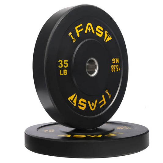 Olympic Weight Plates, Rubber Bumper Plates, 2 Inch Steel Insert 35lb Bundle - Blinks Emporium