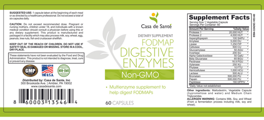 FODMAP Digestive Enzymes - 18 Enzyme Blend for Gut Health, Non GMO, Low FODMAP Certified - Blinks Emporium