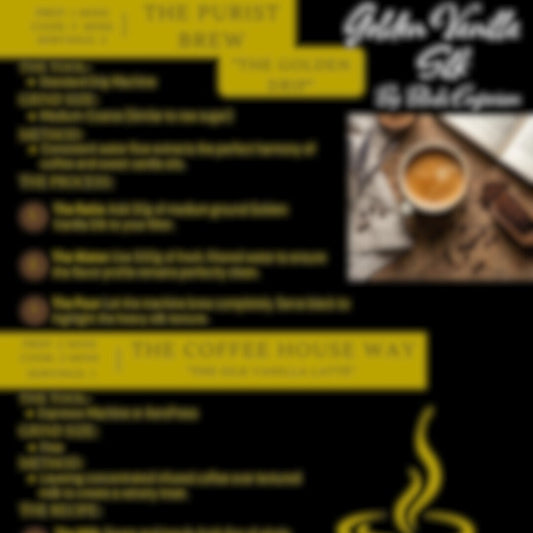 Golden Vanilla Silk digital barista guide and coffee recipe card - blinks emporium