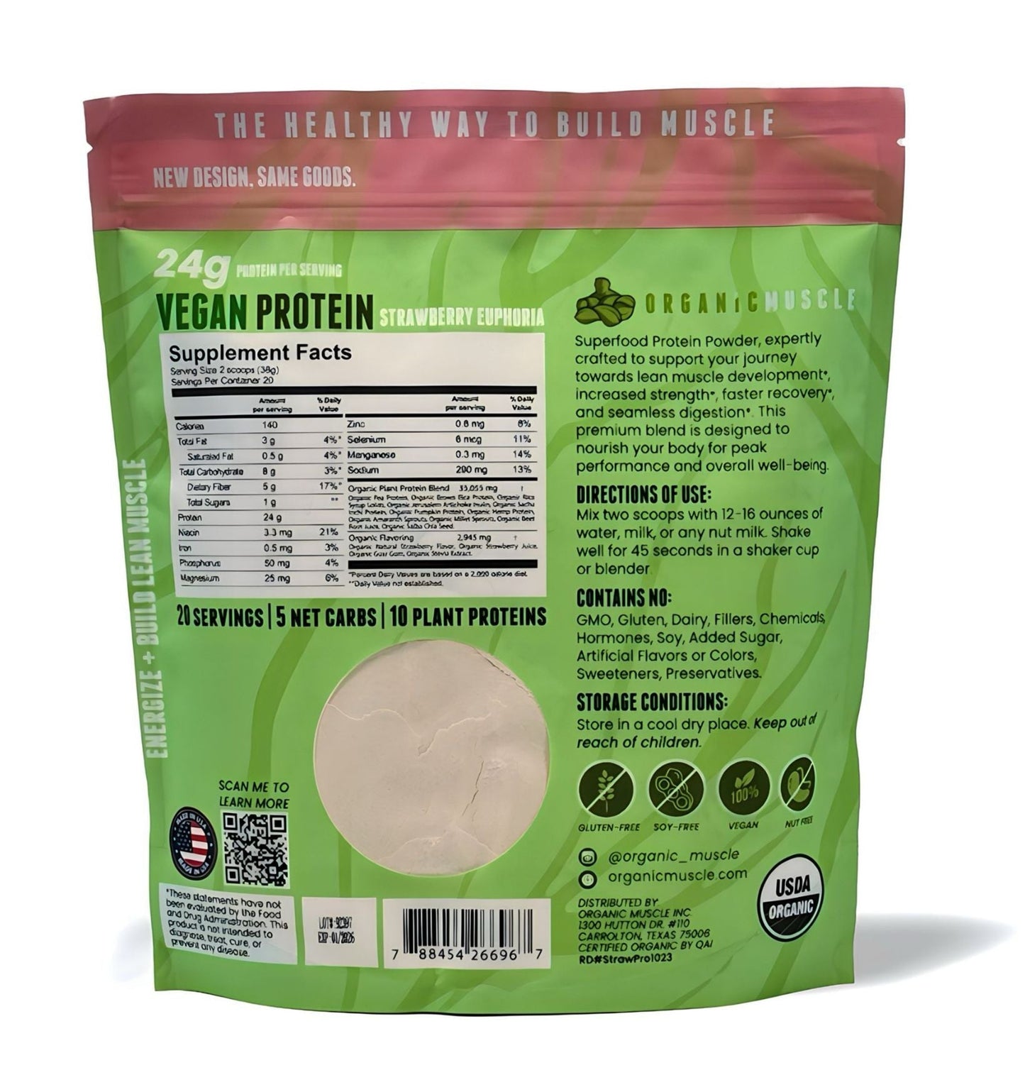 Organic Vegan Protein - Strawberry