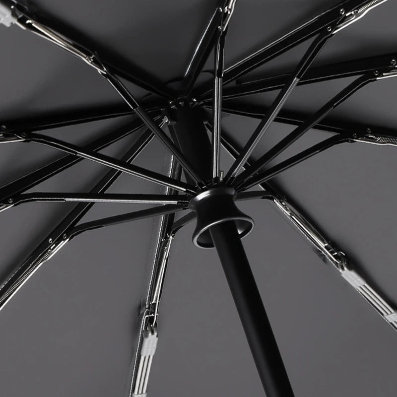 Premium Windproof Umbrella with Reflective Strip, Reverse Automatic Folding, UV Protection, and Carabiner Handle
