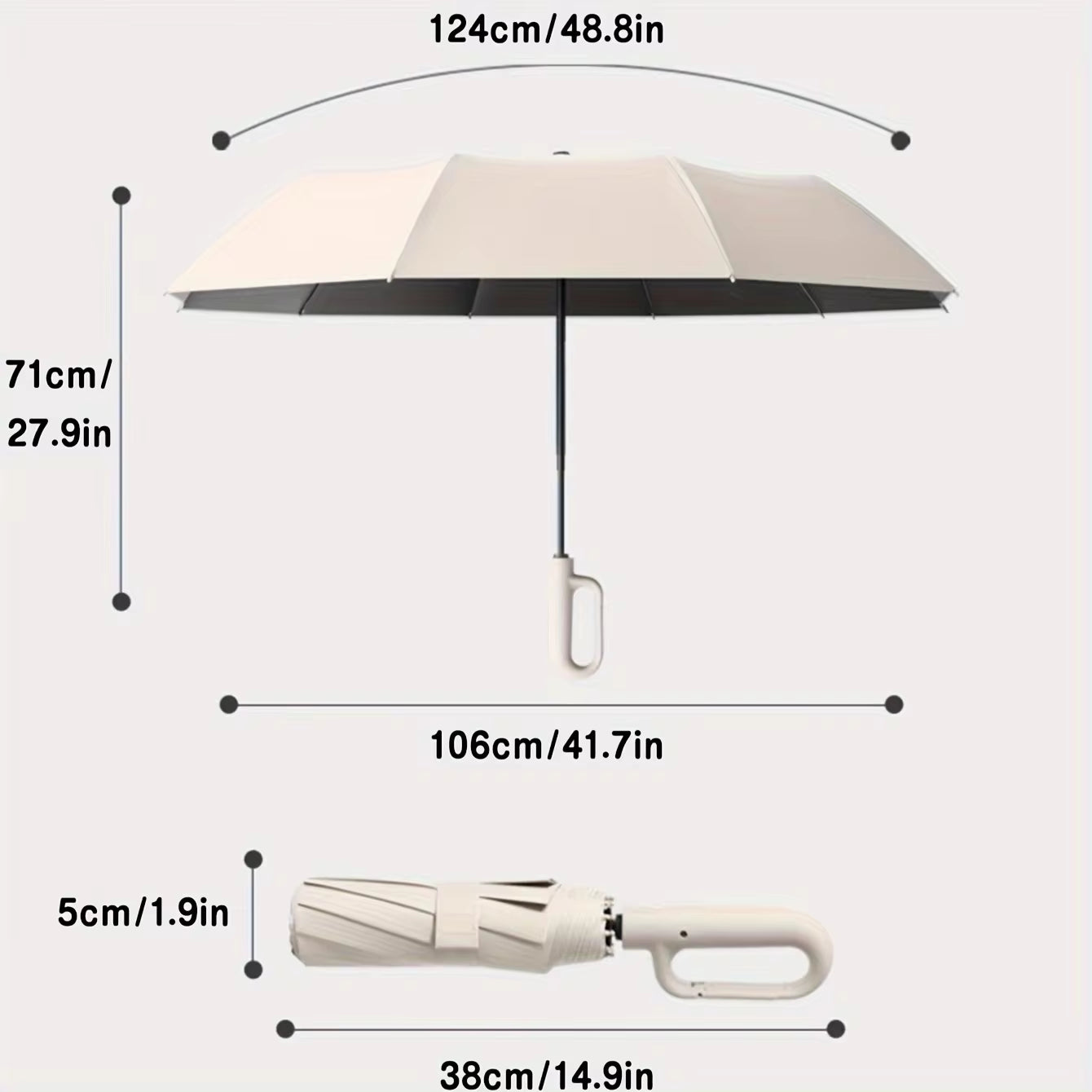 30-Bone Windproof 105CM Reinforced Automatic Folding Umbrella for Men with Large Buckle Handle, Wind and Water Resistant