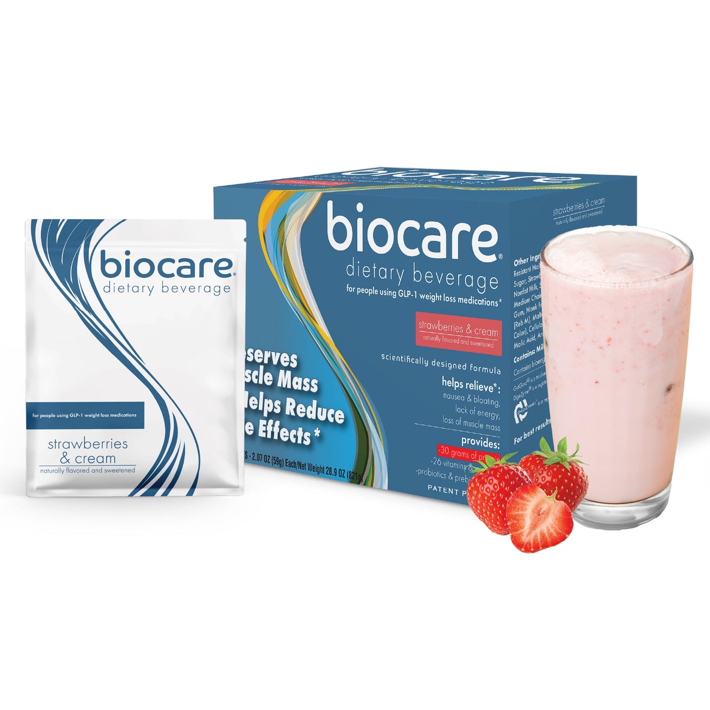 30G Protein Strawberries & Cream Biocare Dietary Beverage (14-Servings) - Blinks Emporium