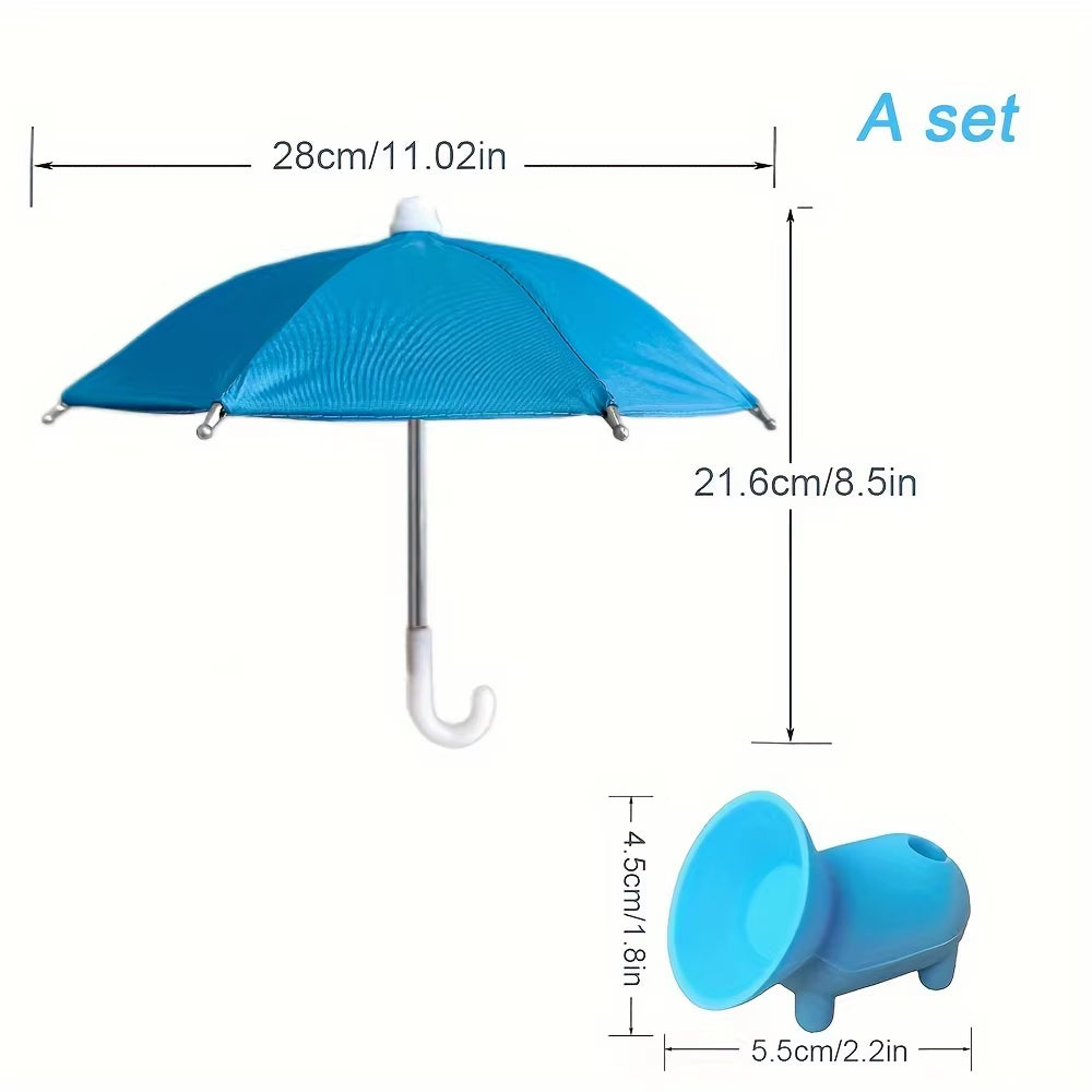 Compact Smartphone Umbrella with Suction Cup Mount, Outdoor Anti-Glare Sunshade, and Anti-Reflective Screen Protector