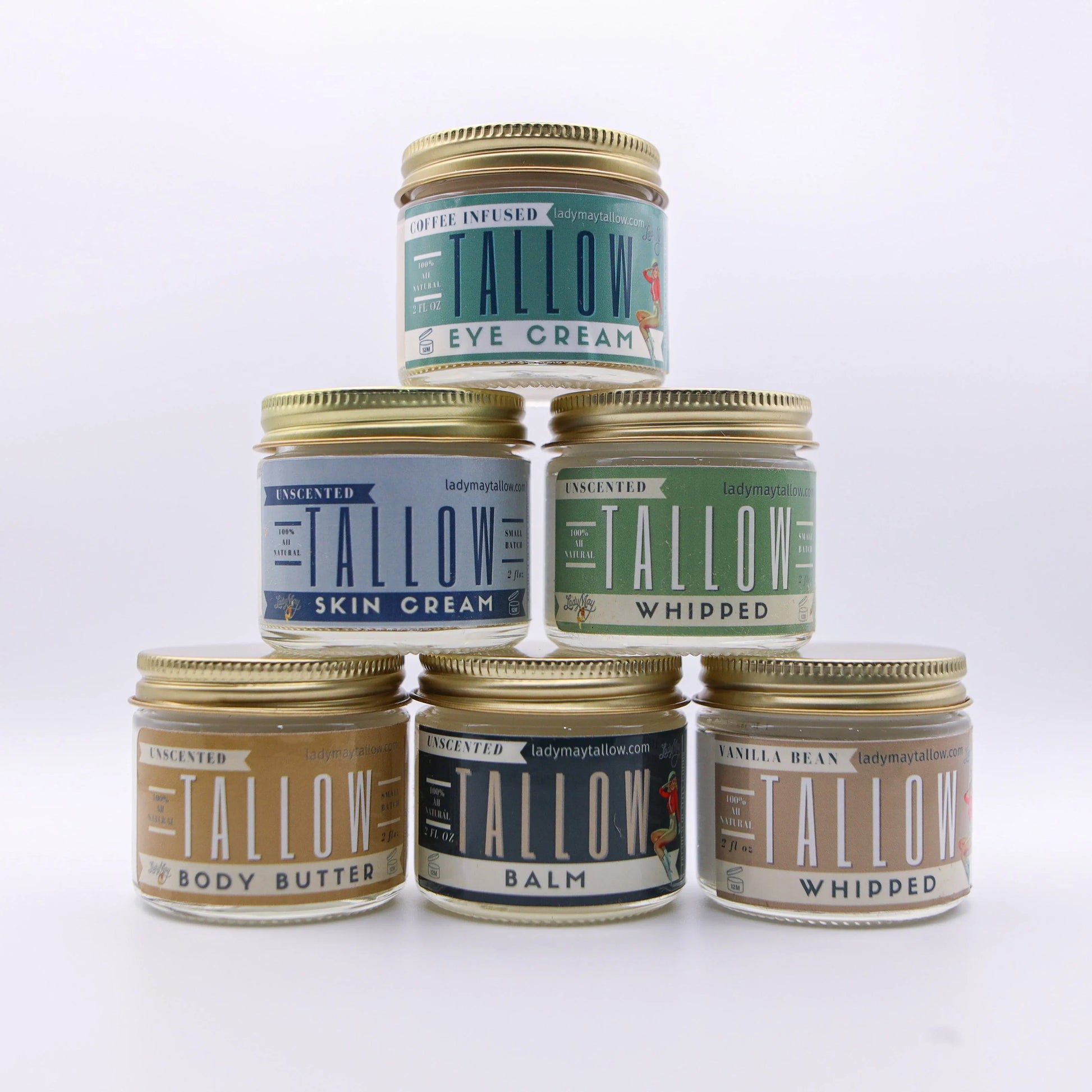6 Pack Travel Tallow Set | Premium Quality All Natural Gift Box by The Lady May - Blinks Emporium