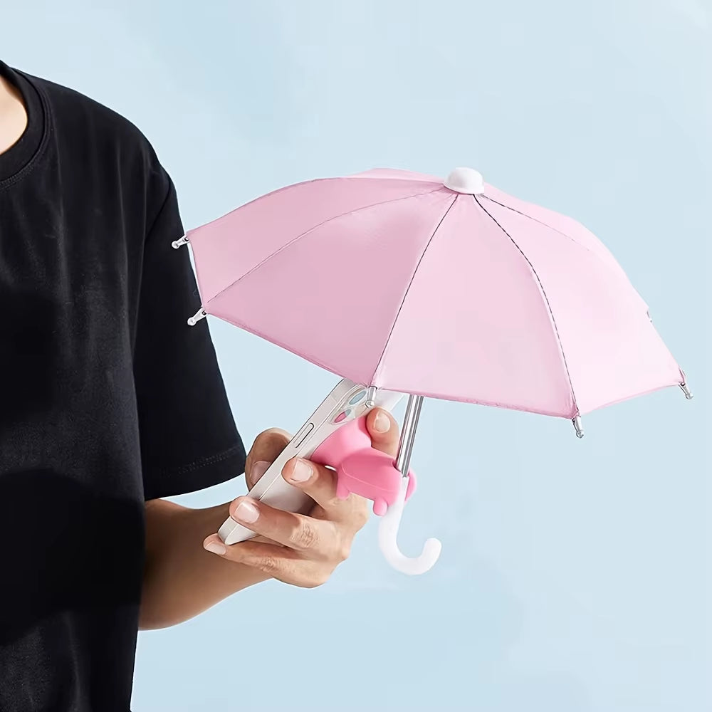 Compact Smartphone Umbrella with Suction Cup Mount, Outdoor Anti-Glare Sunshade, and Anti-Reflective Screen Protector
