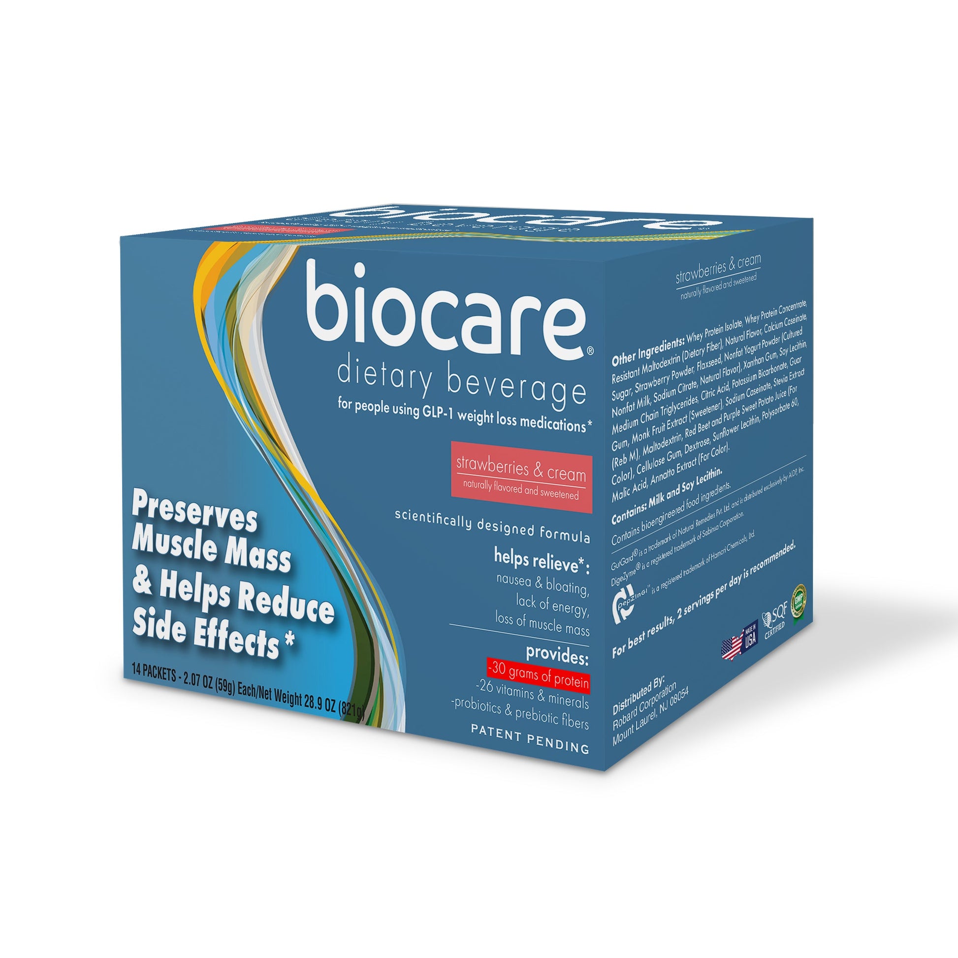 30G Protein Strawberries & Cream Biocare Dietary Beverage (14-Servings) - Blinks Emporium