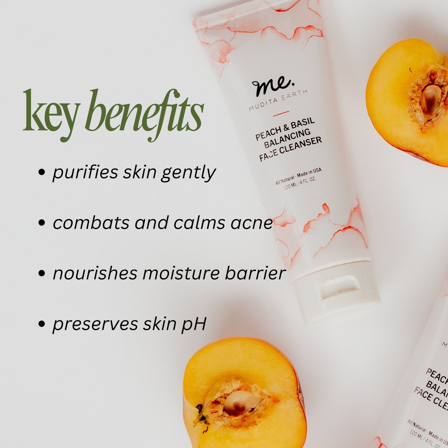Peach & Basil Balancing Face Cleanser - Blinks Emporium