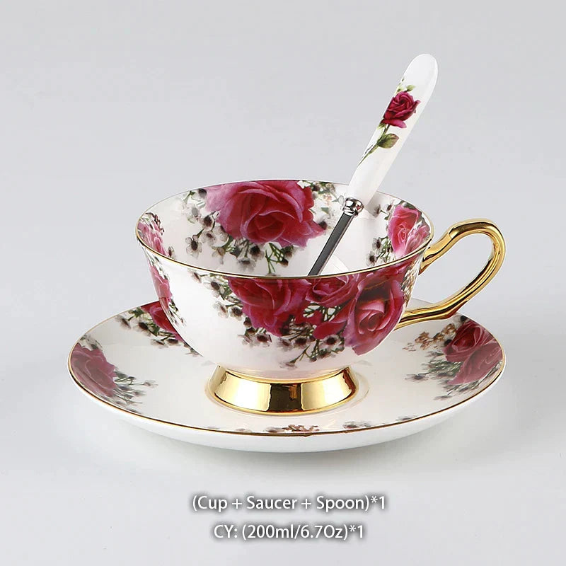 DecorBites™ Bone China Tea Set: Cup, Saucer, Mug, Sugar Pot, Jug, Teapot