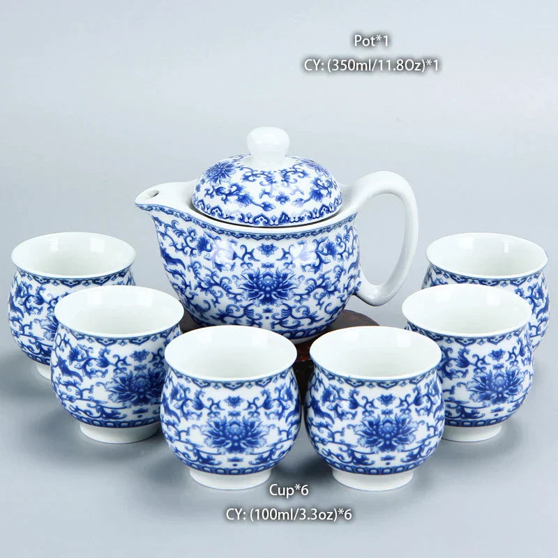 DecorBites™ Dragon Teapot Tea Set, Porcelain Kung Fu Teaware for Puer Oolong Ceremony