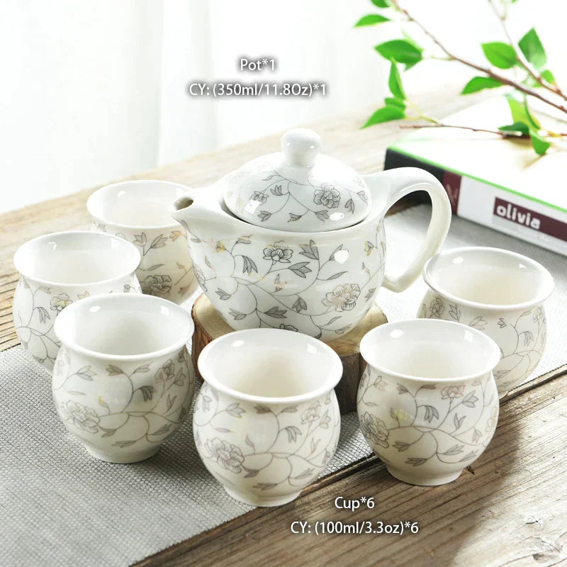 DecorBites™ Dragon Teapot Tea Set, Porcelain Kung Fu Teaware for Puer Oolong Ceremony
