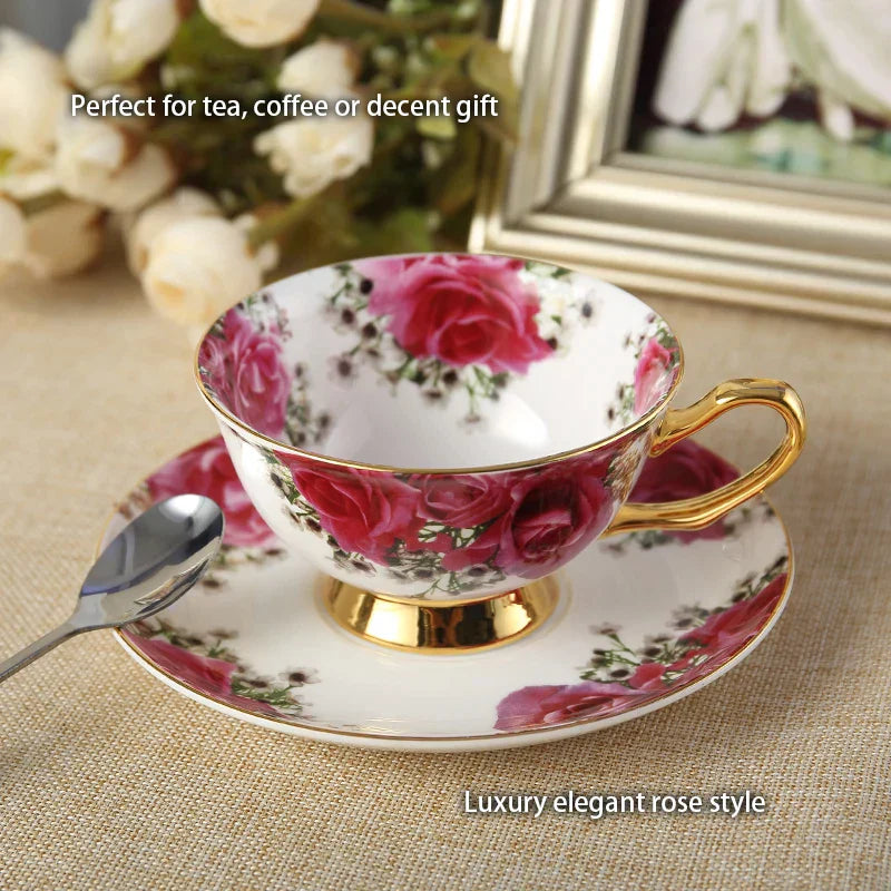 DecorBites™ Bone China Tea Set: Cup, Saucer, Mug, Sugar Pot, Jug, Teapot