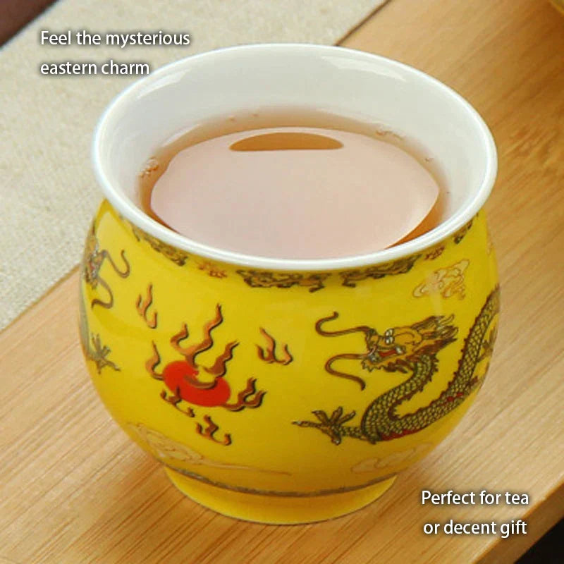 DecorBites™ Dragon Teapot Tea Set, Porcelain Kung Fu Teaware for Puer Oolong Ceremony