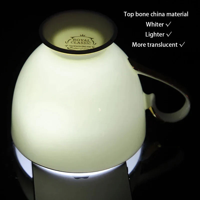 DecorBites™ Bone China Coffee Set White Gold Porcelain Tea Set Advanced Pot Cup