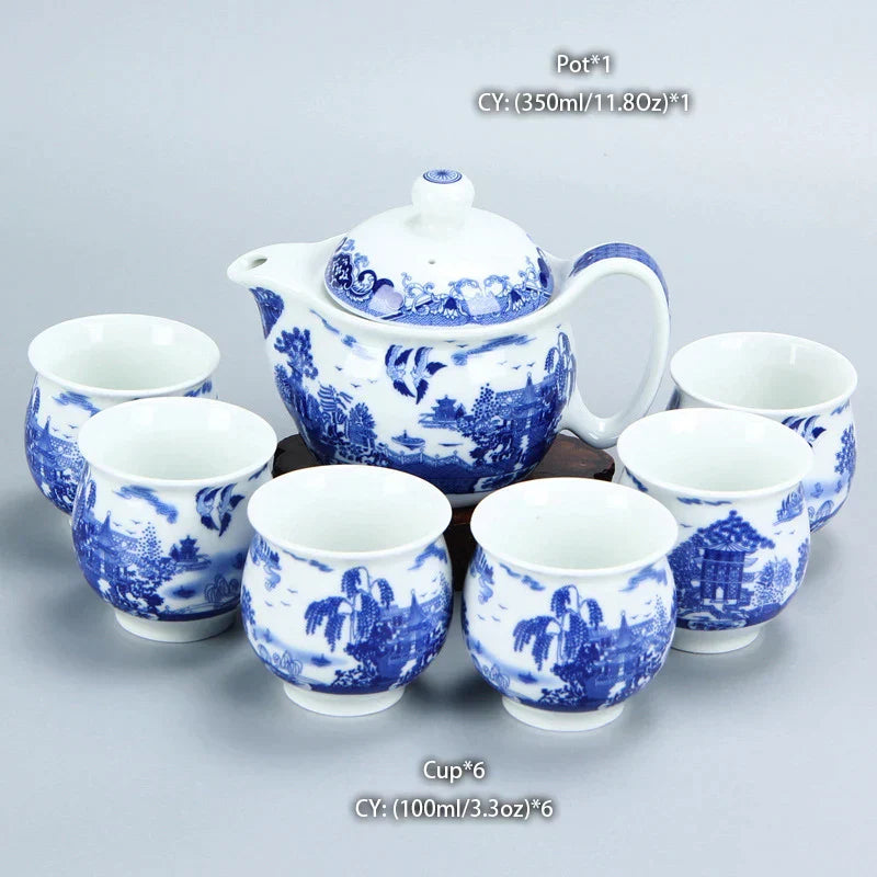 DecorBites™ Dragon Teapot Tea Set, Porcelain Kung Fu Teaware for Puer Oolong Ceremony