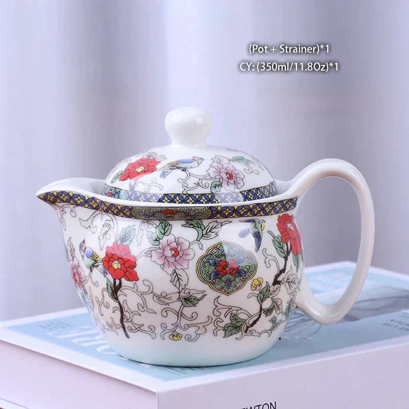 DecorBites™ Dragon Teapot Tea Set, Porcelain Kung Fu Teaware for Puer Oolong Ceremony