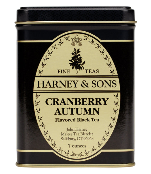 Harney & Sons Cranberry Autumn flavored black tea tin 7 ounces