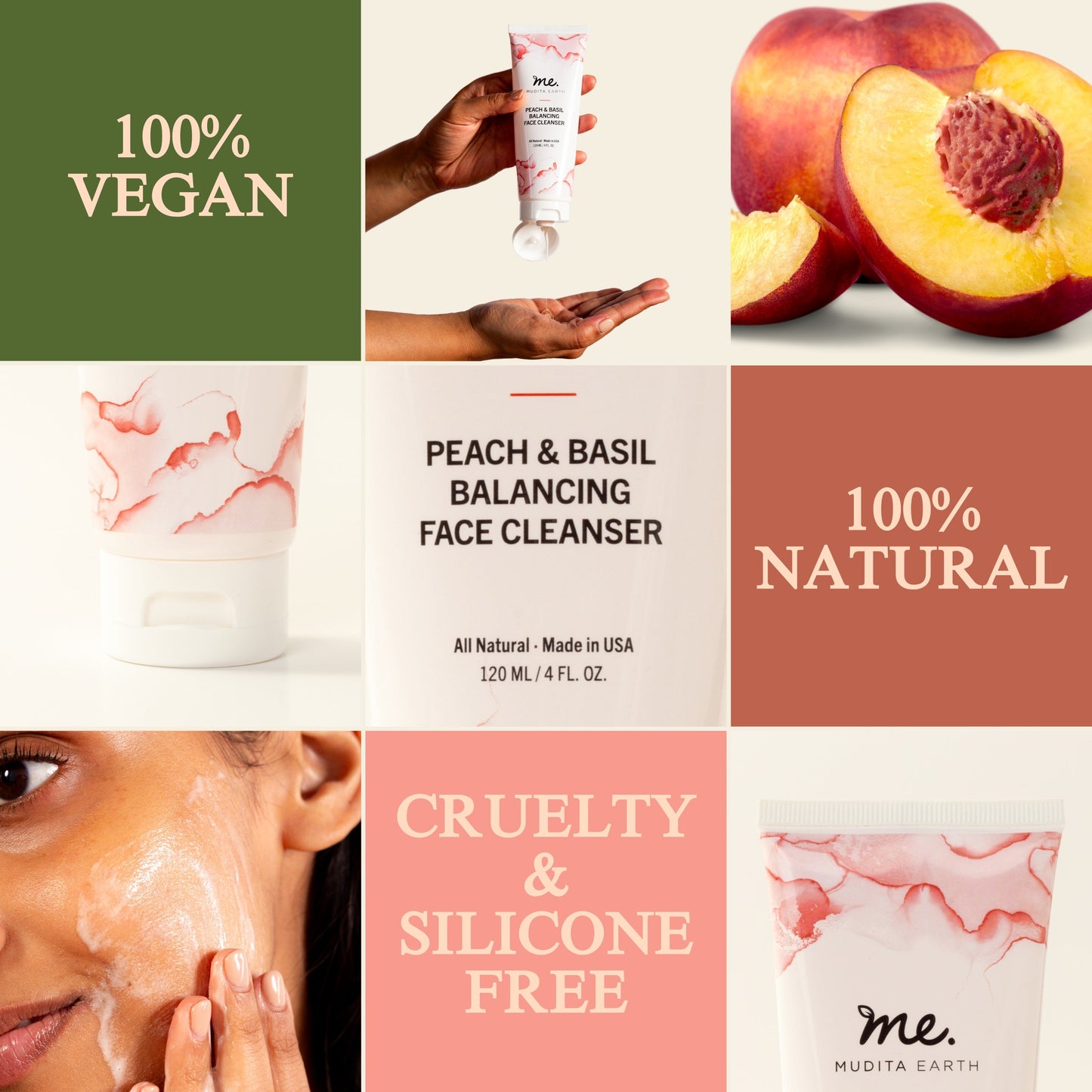 Peach & Basil Balancing Face Cleanser - Blinks Emporium