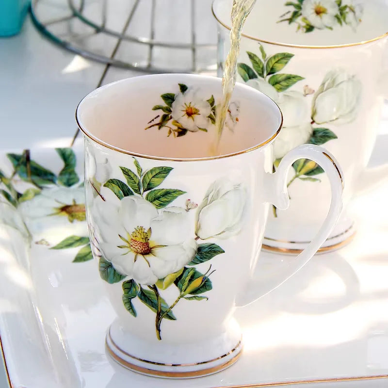 DecorBites™ Bone China Tea Set, 1000ml Resistant Pot & Cup for Afternoon Tea