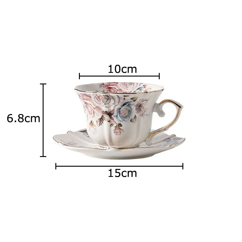 DecorBites™ Lace Edge Ceramic Tea Cup & Saucer Set for Dining & Coffee Table