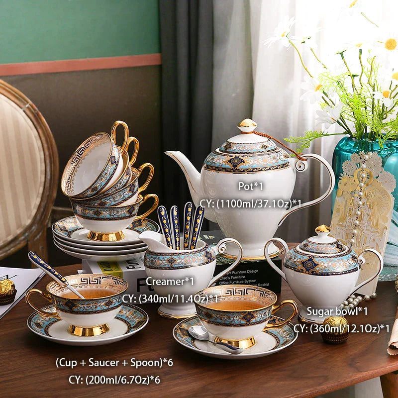 DecorBites™ Bone China Tea Set: Elegant European Ceramic Coffee Porcelain Teaware