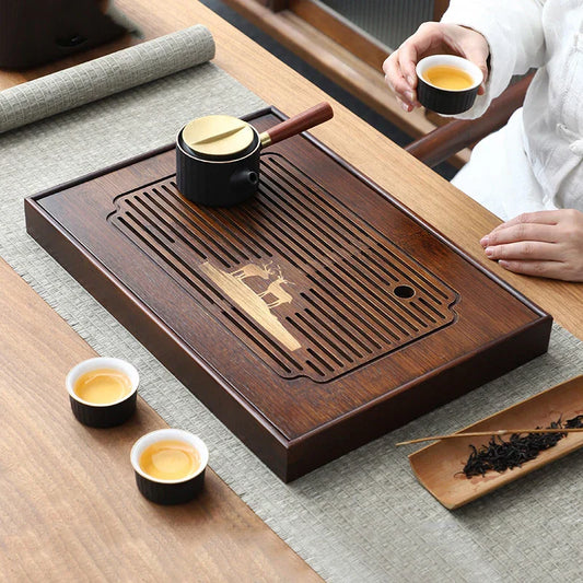 DecorBites™ Bamboo Tea Tray: Natural, Rectangular Tea Board for Kung Fu Tea Set