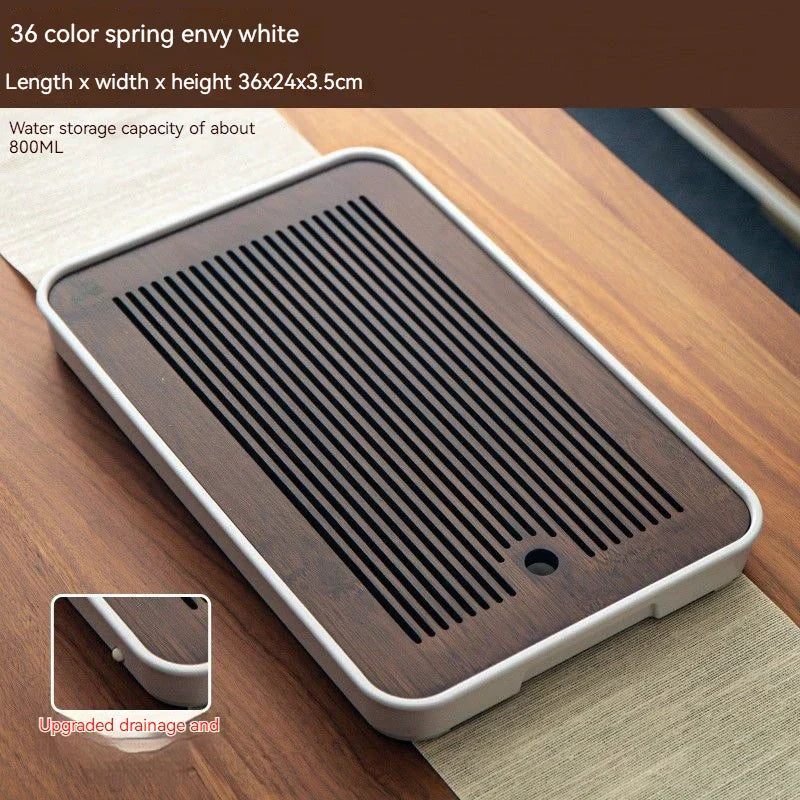 DecorBites™ Bamboo Tea Tray: Simple Kung Fu Tea Set, Dual Wet/Dry Use, Efficient Storage