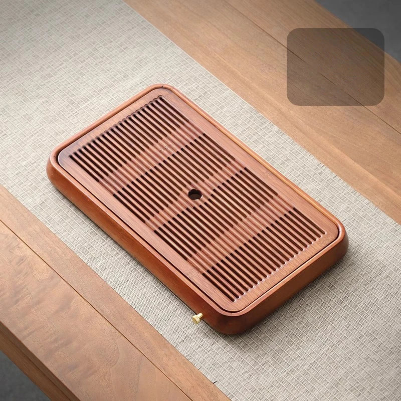 DecorBites™ Bamboo Tea Tray Dual Purpose Kung Fu Tea Set Water Storage Tea Board