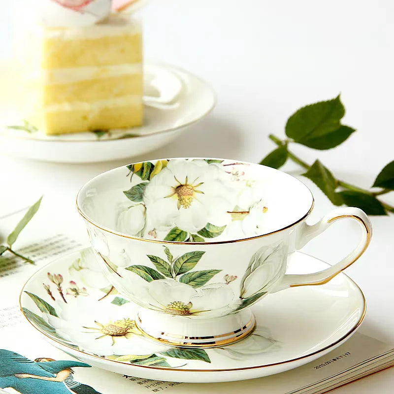 DecorBites™ Bone China Tea Set, 1000ml Resistant Pot & Cup for Afternoon Tea