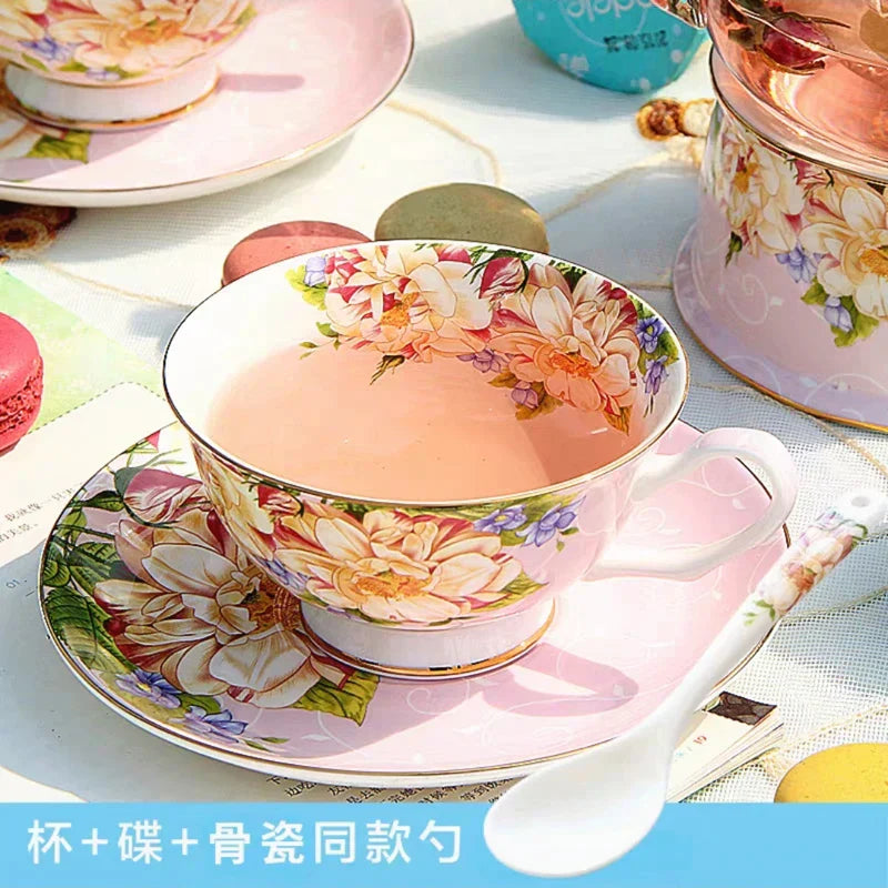 DecorBites™ Bone China Tea Set, 1000ml Resistant Pot & Cup for Afternoon Tea
