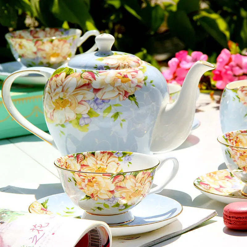 DecorBites™ Ceramic Afternoon Tea Set with Spoon - Elegant Tea Cup, Saucer, and Mug Combo