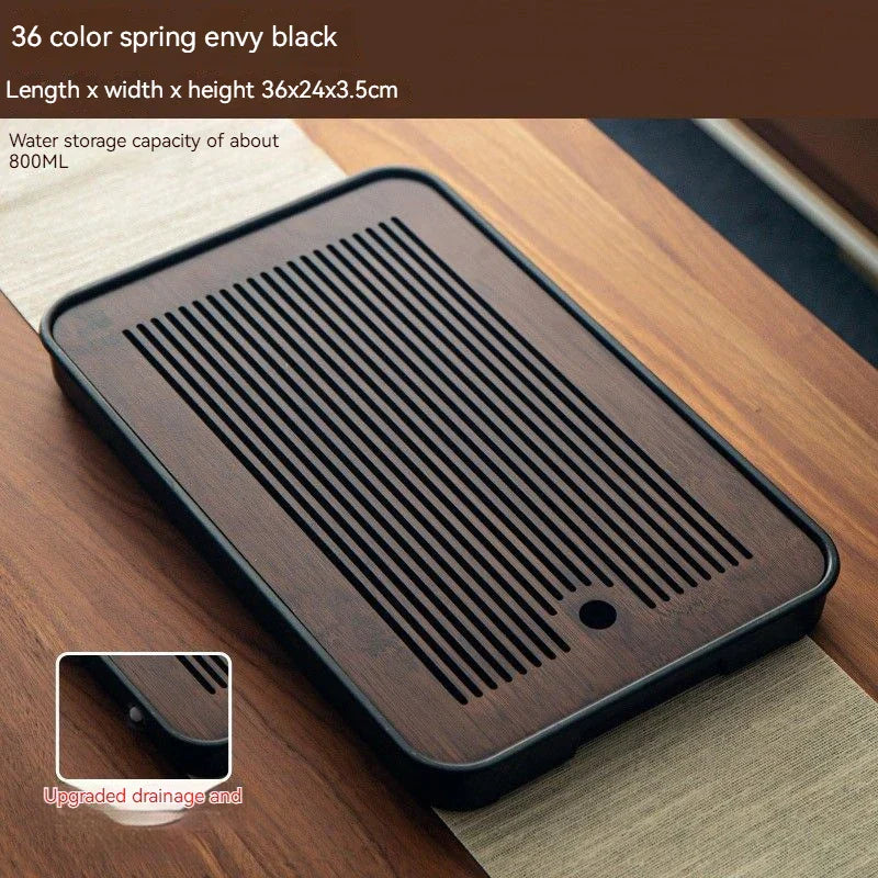 DecorBites™ Bamboo Tea Tray: Simple Kung Fu Tea Set, Dual Wet/Dry Use, Efficient Storage