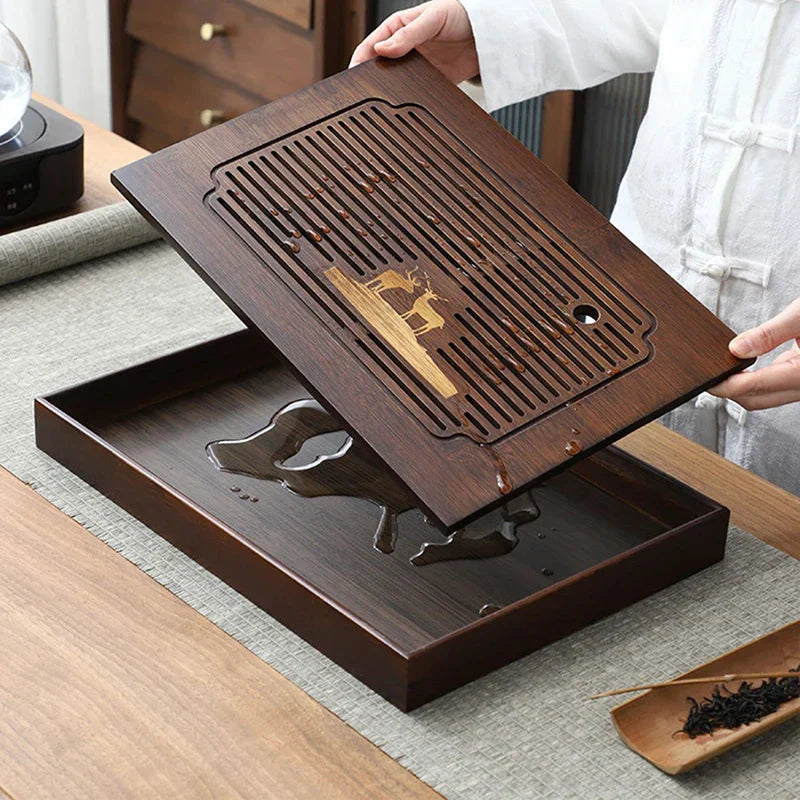 DecorBites™ Bamboo Tea Tray: Natural, Rectangular Tea Board for Kung Fu Tea Set