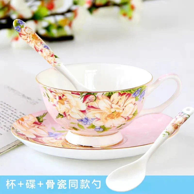 DecorBites™ Bone China Tea Set, 1000ml Resistant Pot & Cup for Afternoon Tea