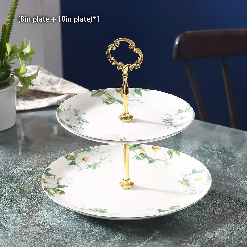 DecorBites™ Camellia Floral Tea Set Bone China Glass Teapot & Ceramic Teacup Pot Strainer