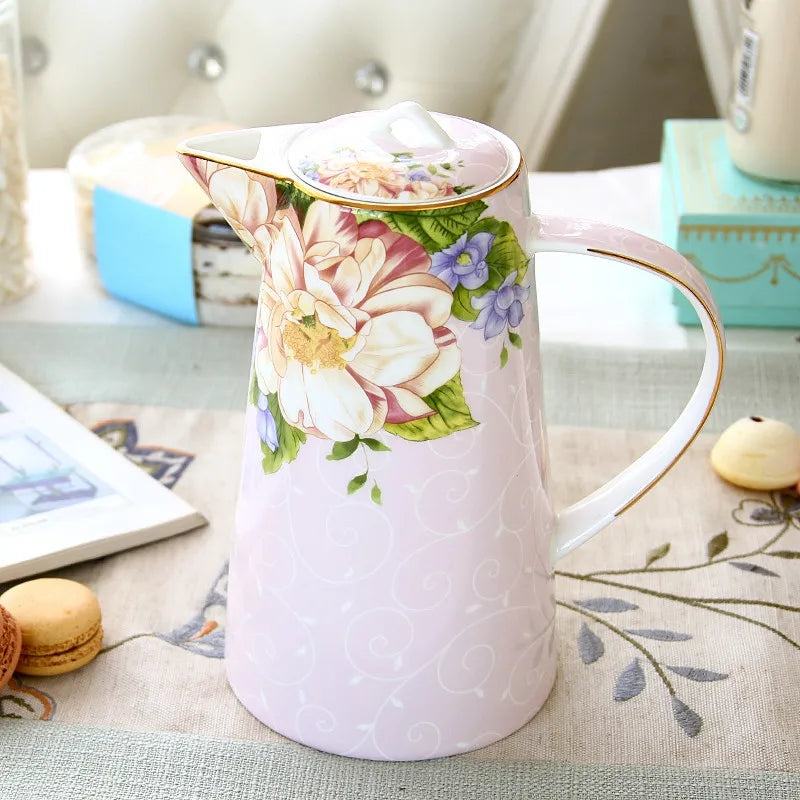 DecorBites™ Bone China Tea Set, 1000ml Resistant Pot & Cup for Afternoon Tea