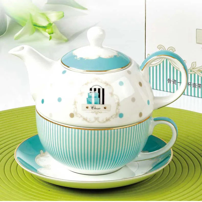 DecorBites™ Bone China Tea Set, Phnom Penh Pot, Cups, Mugs, Plates, Home Decor