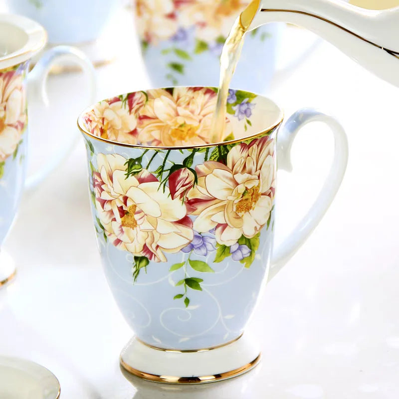 DecorBites™ Bone China Tea Set, 1000ml Resistant Pot & Cup for Afternoon Tea