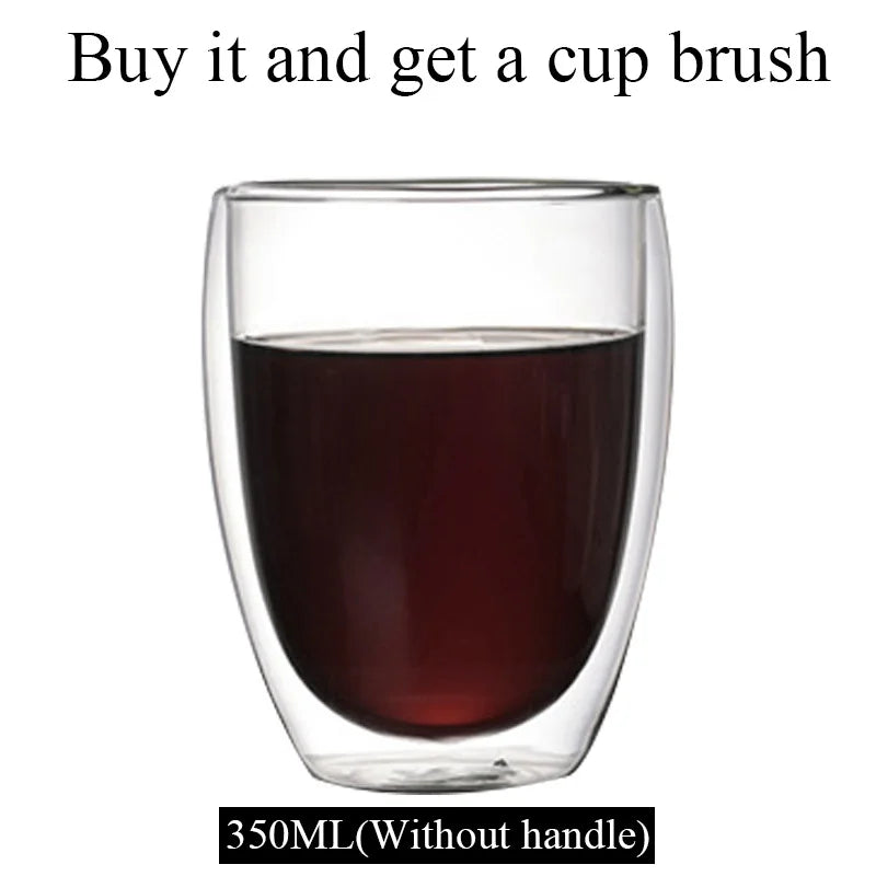DecorBites™ Double Wall Borosilicate Glass Mug Heat Resistant Tea Coffee Cup