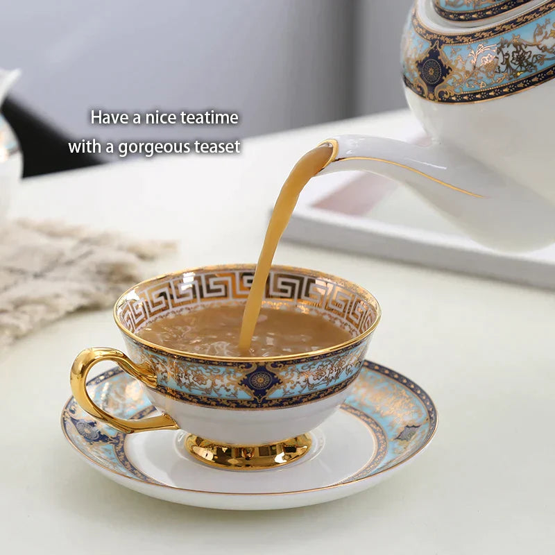 DecorBites™ Bone China Tea Set: Elegant European Ceramic Coffee Porcelain Teaware